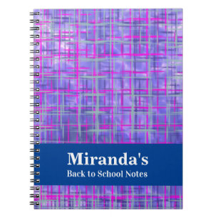 Modern Pink and Purple Grid Lines Abstract Notebook