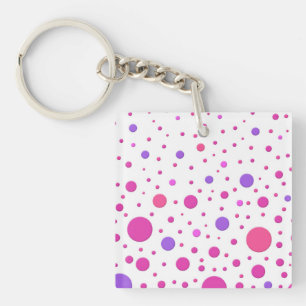 Modern Pink and Purple Random Circles Keychain