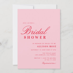 modern pink and red bridal shower invitation