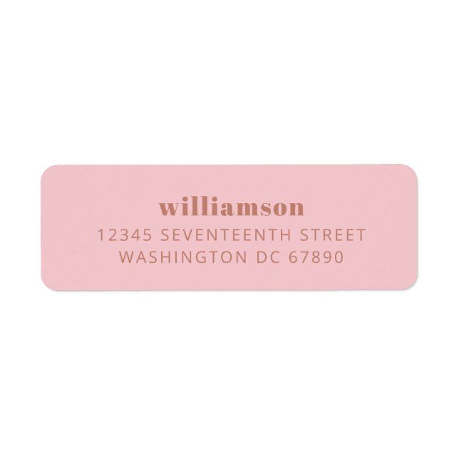 Modern Pink and Taupe Last Name Return Address  (Front)