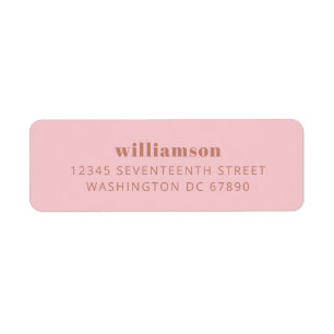 Modern Pink and Taupe Nom Adresse de retour