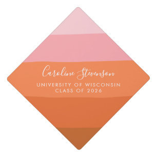 Modern Pink and Terracotta Art Custom Graduation Cap Topper