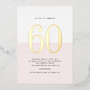 Modern Pink and White 60th Birthday Gold Foil