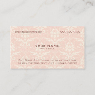 Modern Pink and White Damask Business Card