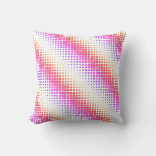 Modern Pink and White Pixel Stripe Pillow