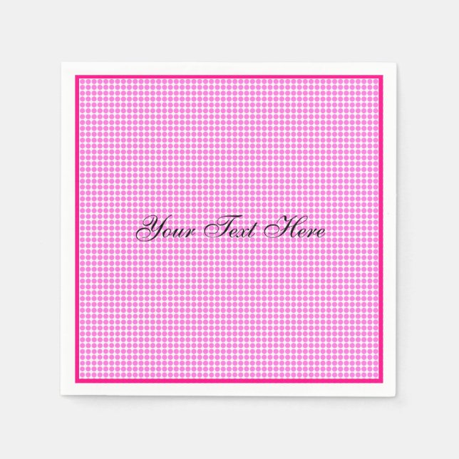 Modern Pink and White Polka Dot Customized Napkin (Front)