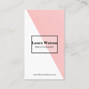 Modern Pink and White Unique Customizable Business Card
