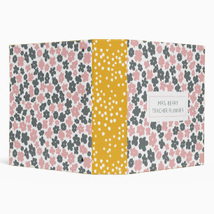 Modern Pink and Yellow Floral Teacher Binder