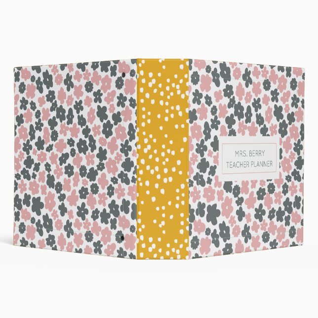 Modern Pink and Yellow Floral Teacher Binder (Background)