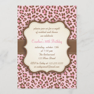 Modern Pink Animal Print Girly Birthday Party Invitation