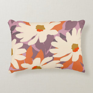 Modern Pink Artistic Daisies Nature Home Decor Accent Pillow