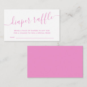 Modern Pink Baby Diaper Raffle Enclosure Card