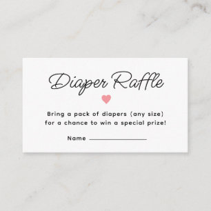 Modern Pink Baby Shower Diaper Raffle Ticket Enclosure Card