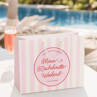 Modern Pink Bachelorete Party Large Gift Bag