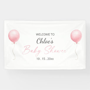 Modern Pink Balloon Girl Baby Shower Banner