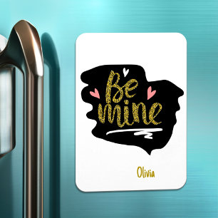 Modern pink be mine valentines day couple magnet