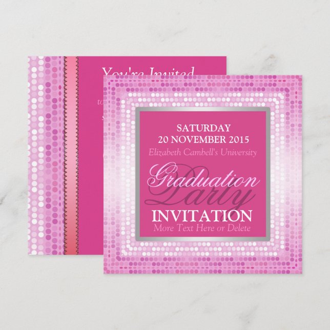 Modern Pink Beauty Graduation Party Invitation (Front/Back)