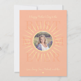 Modern pink best mom ever Mother's Day beige card