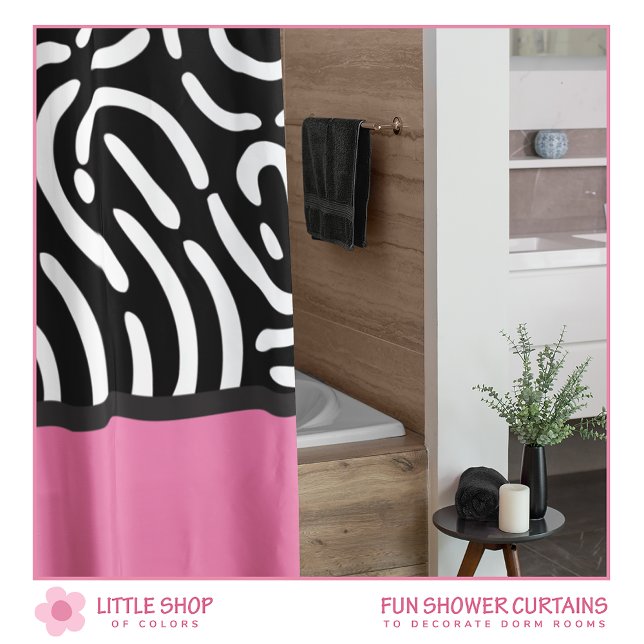Modern Pink Black Abstract Pattern Dorm Room (Creator Uploaded)