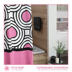 Modern Pink Black Circle Pattern Dorm Room