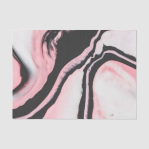 Modern Pink Black Painted Marble Pattern Tissue Paper