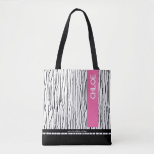 Modern Pink & Black Personalized  Tote Bag