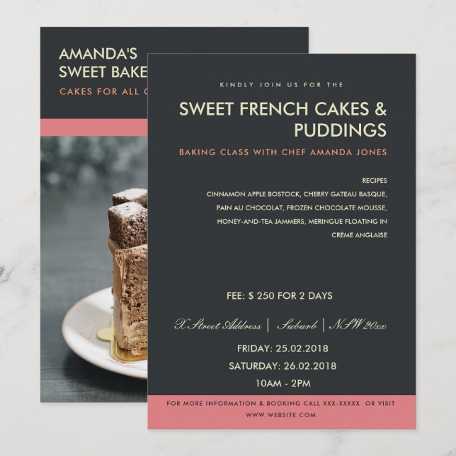 MODERN PINK BLACK PHOTO WORKSHOP INVITE TEMPLATE (Front/Back)
