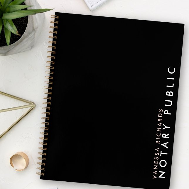 Modern Pink & Black Vertical Notary Public Name Notebook (Creator Uploaded)