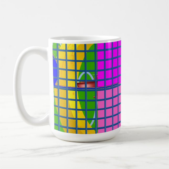 Modern Pink Blocks  Coffee Mug (Left)