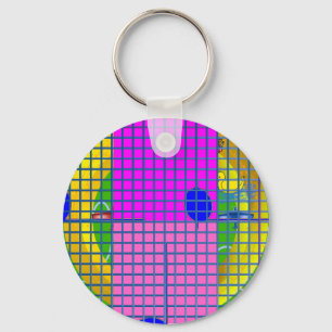 Modern Pink Blocks  Keychain