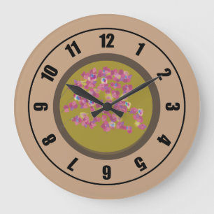 Modern Pink Blossoms Large Clock