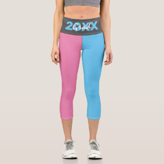 Modern Pink, Blue and Grey Graduation Capri Leggings