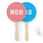 Modern Pink Blue Baby Shower Game Hand Fan: Mom or