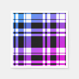 Modern pink blue black plaid pattern napkin