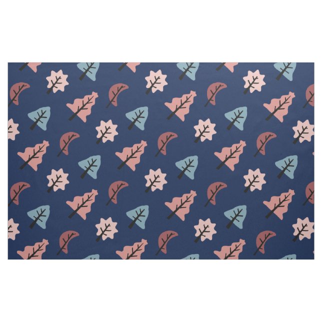 Modern Pink Blue Cookie Tree Pattern Holiday Fabric (Fat Quarter)