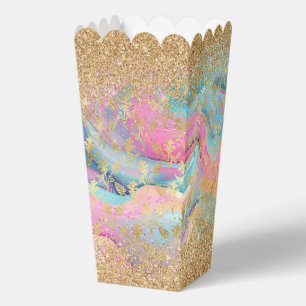 Modern Pink Blue Gold Swirl Party Favor Box