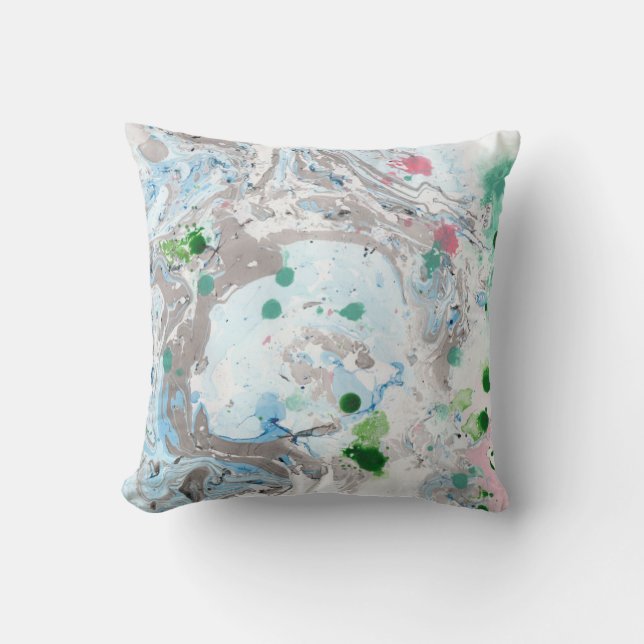 Modern Pink Blue Green White Abstract Template Throw Pillow (Front)