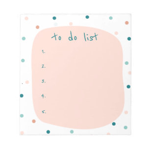Modern Pink Blue Polka Dot To Do List Organization Notepad