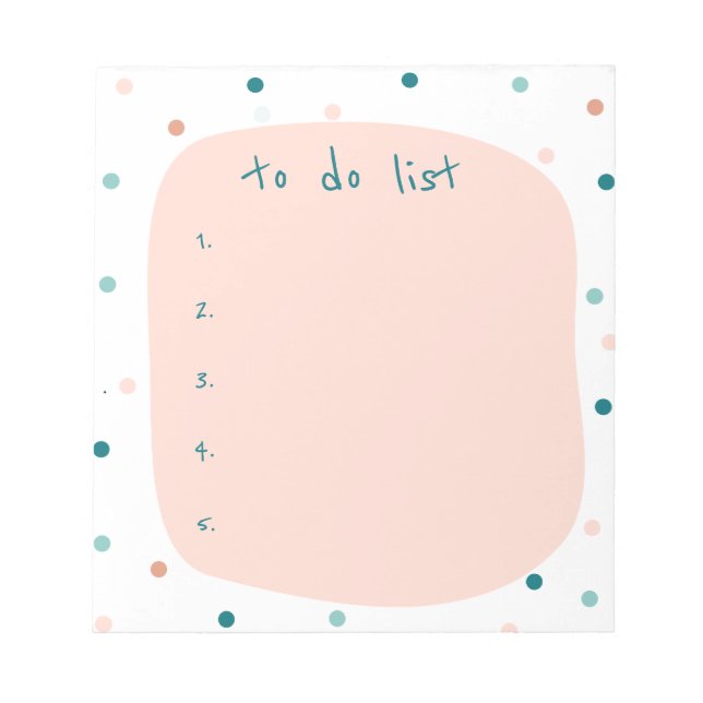 Modern Pink Blue Polka Dot To Do List Organization Notepad (Front)