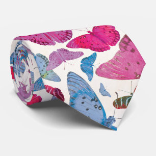 Modern Pink Blue Purple Butterfly Pattern Tie