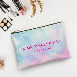 Modern Pink Blue Tie Dye Makeup Era Personalized Accessory Pouch