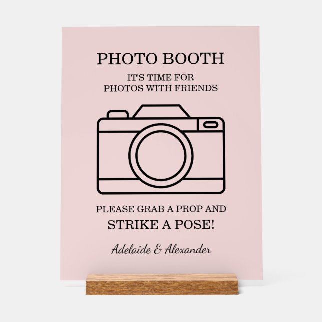Modern Pink Blush Camera Wedding Photo Booth  (Recto)