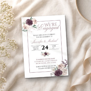 Modern Pink Blush Elegant Floral we are engaged Invitation