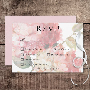 Modern Pink Blush Hydrangea Wedding RSVP Card