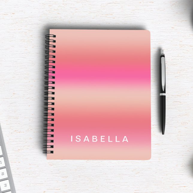 Modern Pink Blush Rose Ombre Gradient Personalized Notebook (Creator Uploaded)