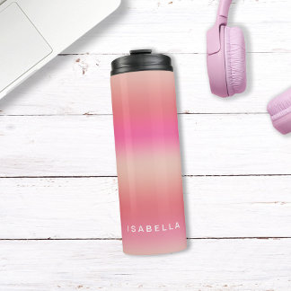 Modern Pink Blush Rose Ombre Gradient Personalized Thermal Tumbler