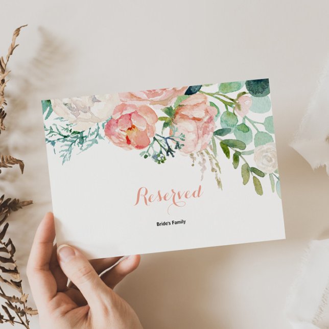Modern Pink Blush Tropical Floral Reserved Sign (Creator Uploaded)