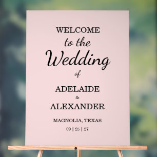 Modern Pink Blush Wedding Acrylic Sign