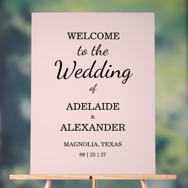 Modern Pink Blush Wedding Acrylic Sign (Neutral)