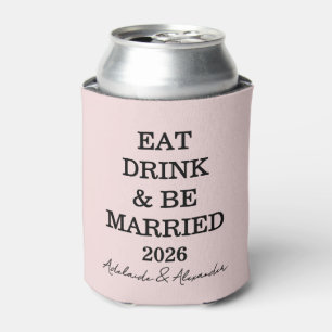Modern Pink Blush Wedding Can Cooler